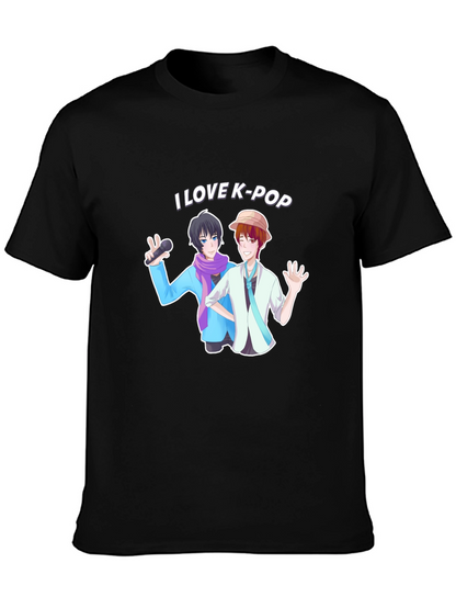 I Love K-Pop Black Graphic Tee Shirt
