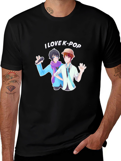 I Love K-Pop Black Graphic Tee Shirt