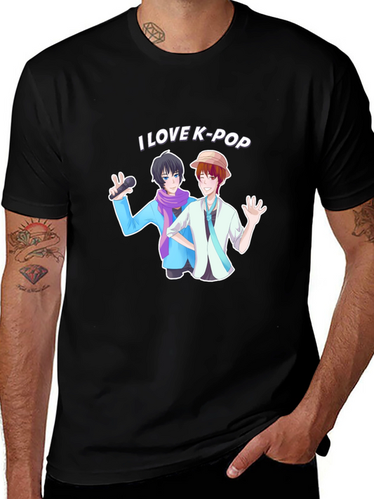 I Love K-Pop Black Graphic Tee Shirt
