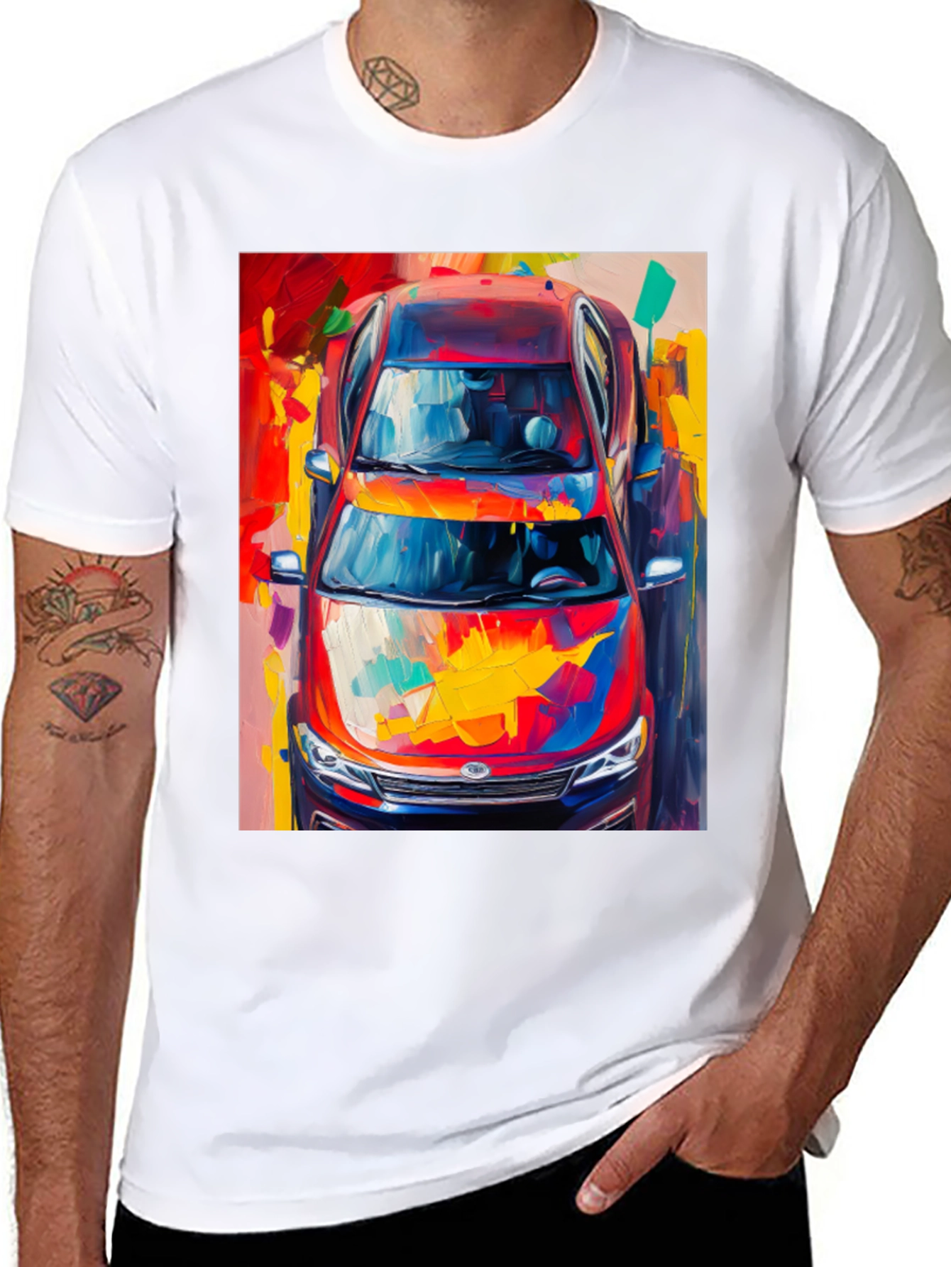 Abstract Car Print T-Shirt