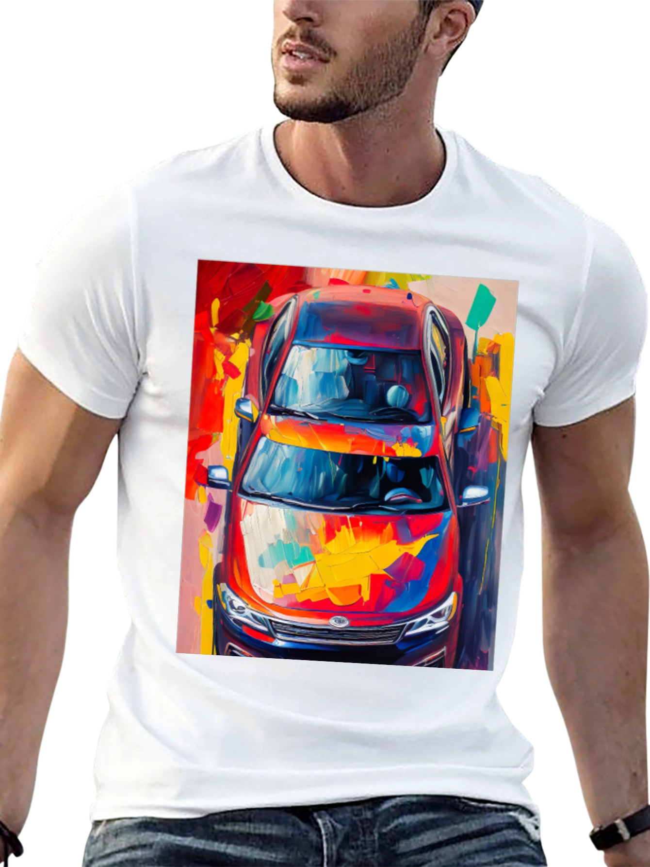 Abstract Car Print T-Shirt