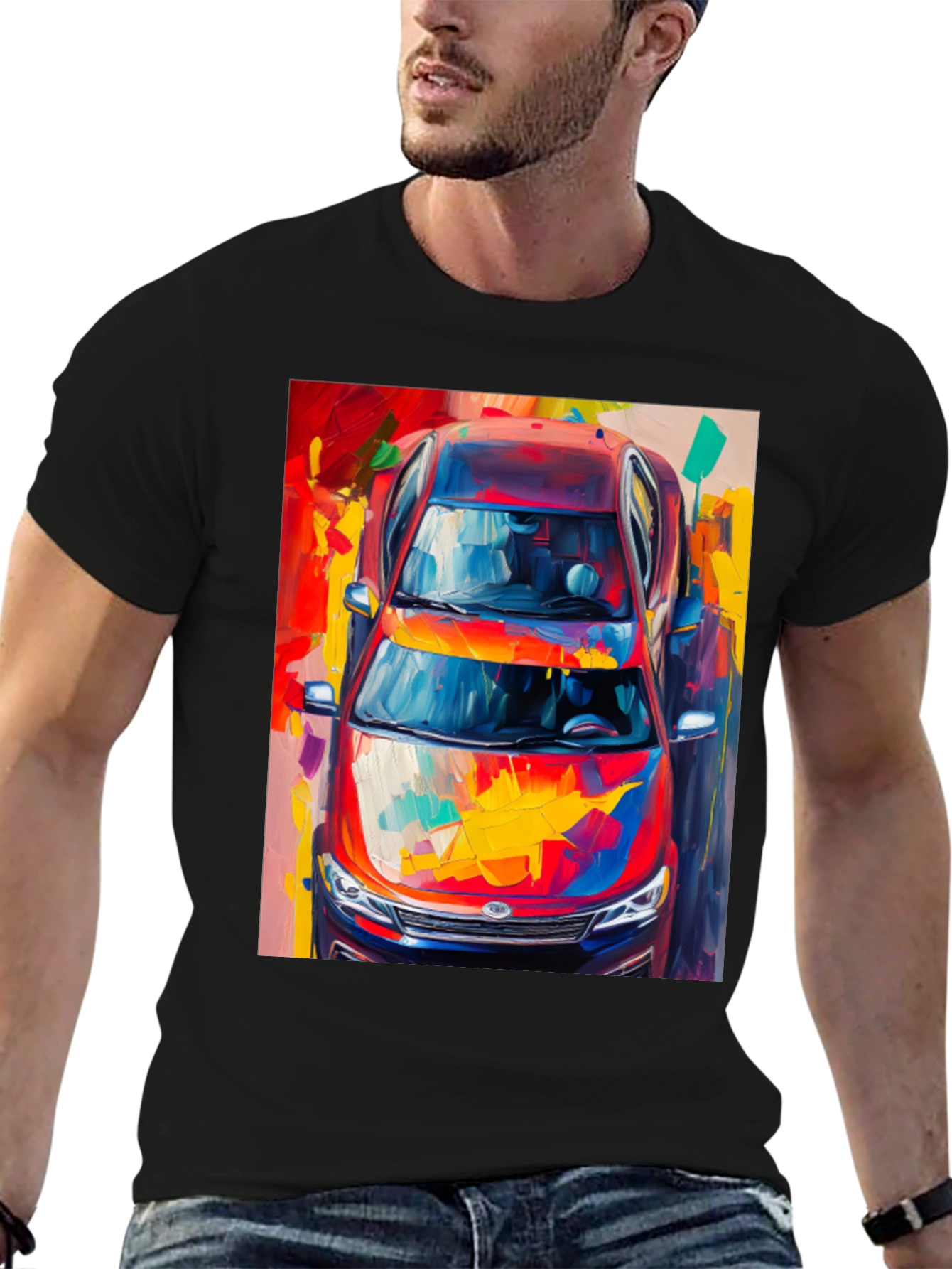 Abstract Car Print T-Shirt
