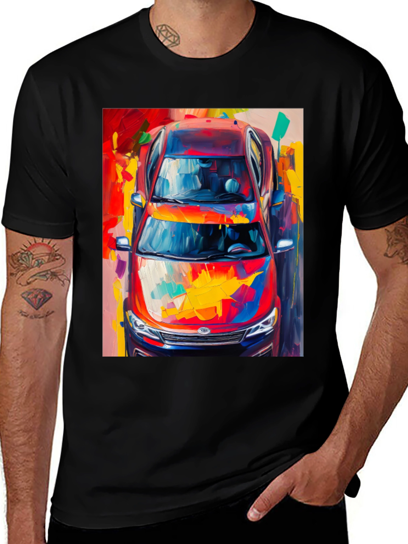 Abstract Car Print T-Shirt