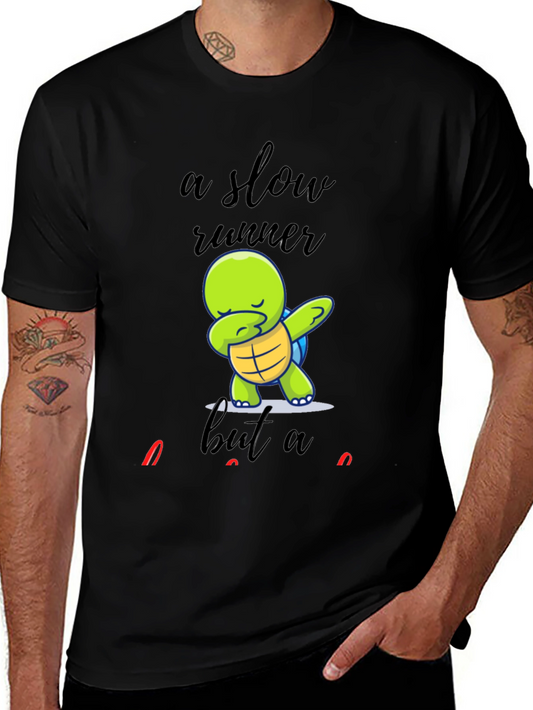 Slow Runner Dab Turtle Graphic Tee - Fun Novelty Shirt