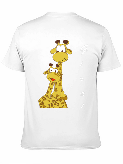 Giraffe Family Graphic Tee - Black Cotton T-Shirt
