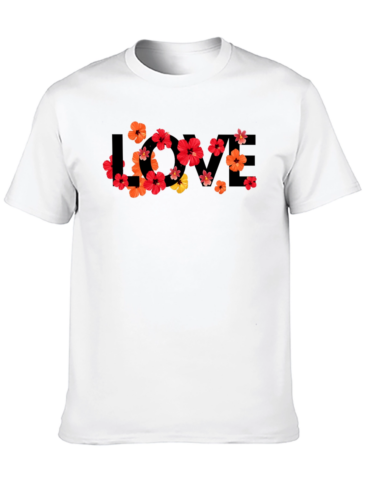 Floral LOVE Graphic Tee - Mens Black T-Shirt