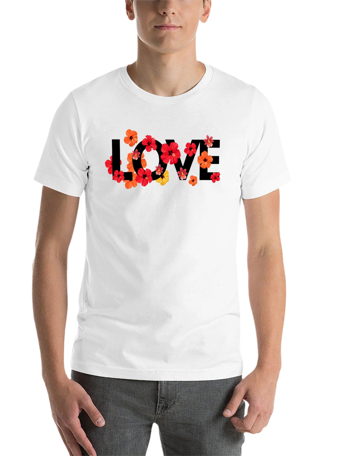 Floral LOVE Graphic Tee - Mens Black T-Shirt