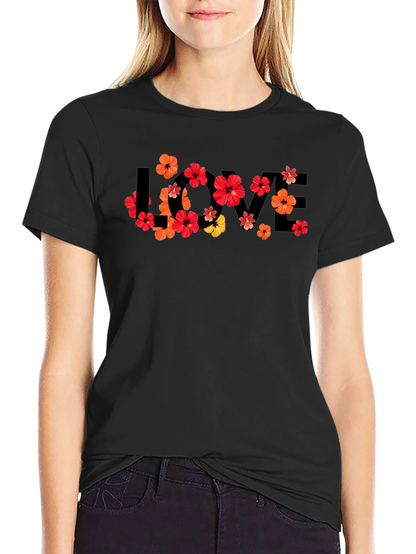 Floral LOVE Graphic Tee - Mens Black T-Shirt