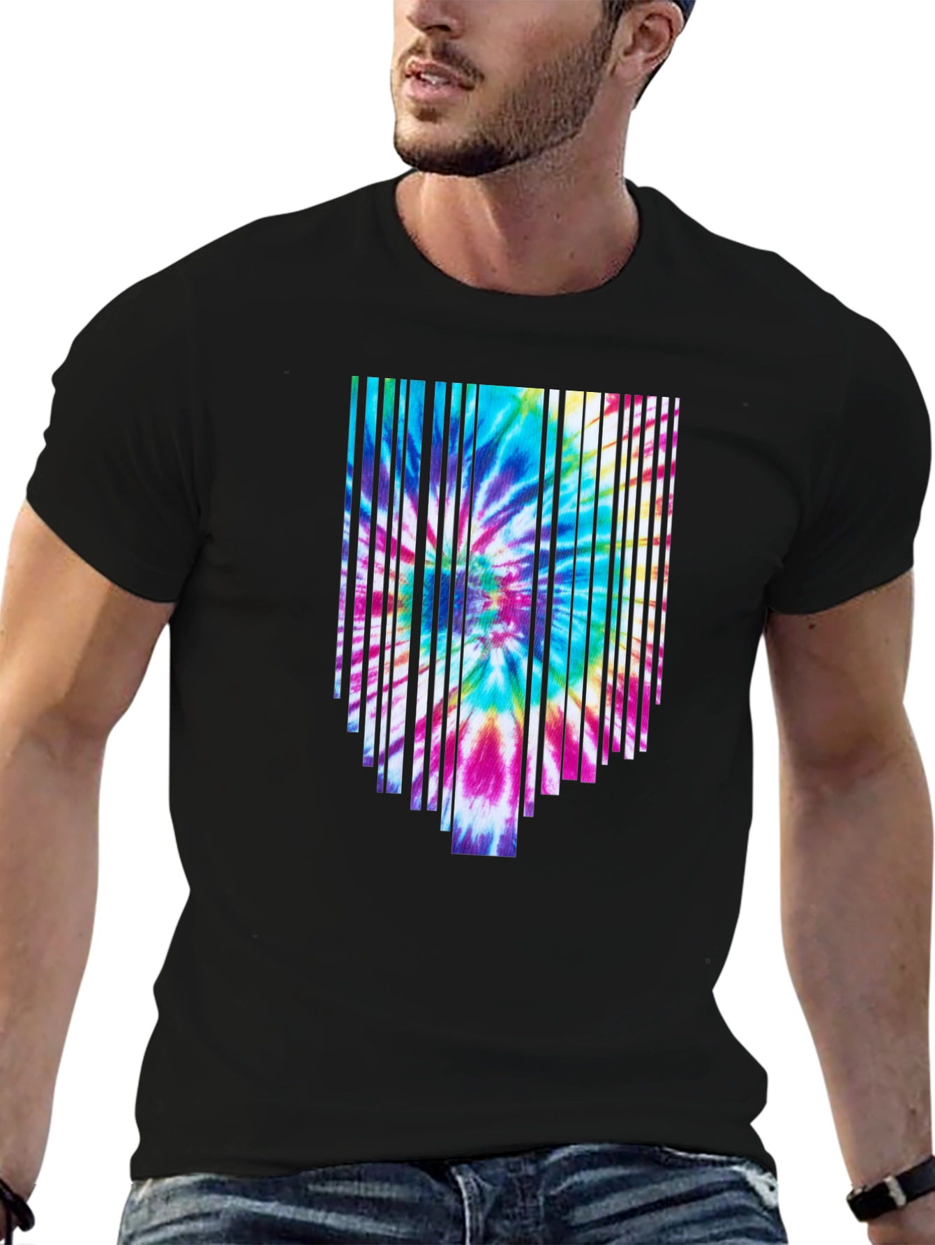 Tie-Dye Burst Graphic Black Tee