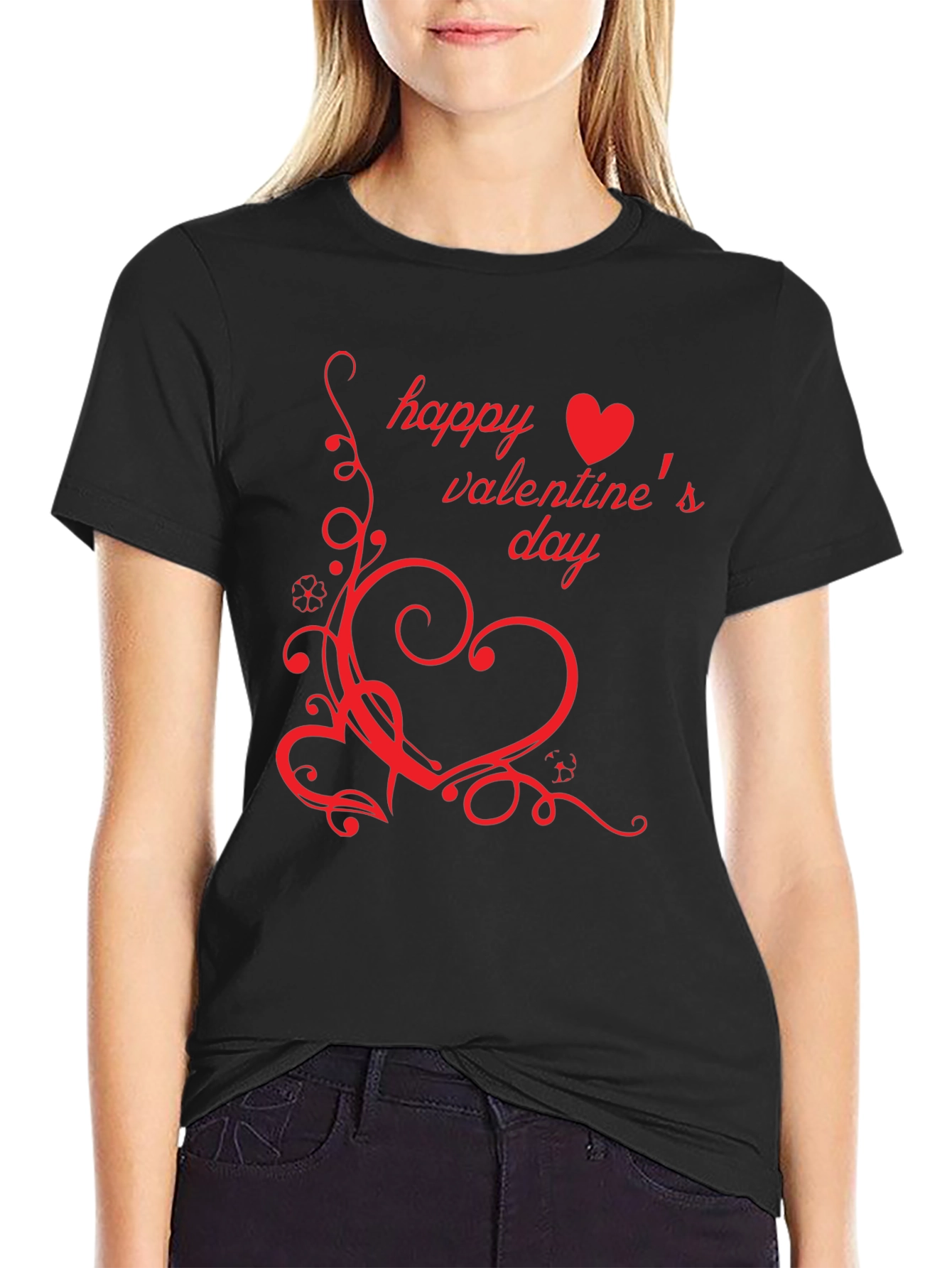 Happy Valentines Day Black T-Shirt