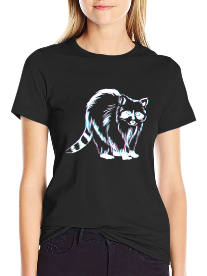 Raccoon Graphic Tee - Black Casual T-Shirt