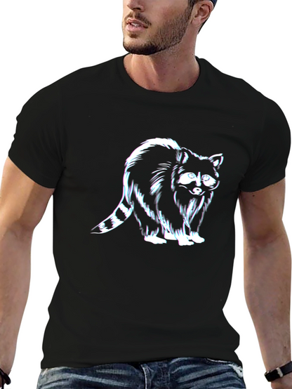 Raccoon Graphic Tee - Black Casual T-Shirt