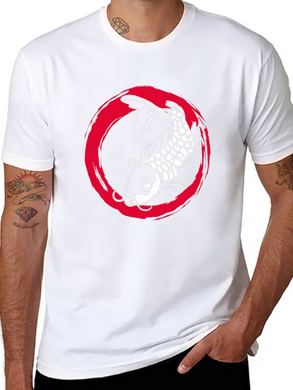 Koi Fish Graphic Tee - Zen Circle Design
