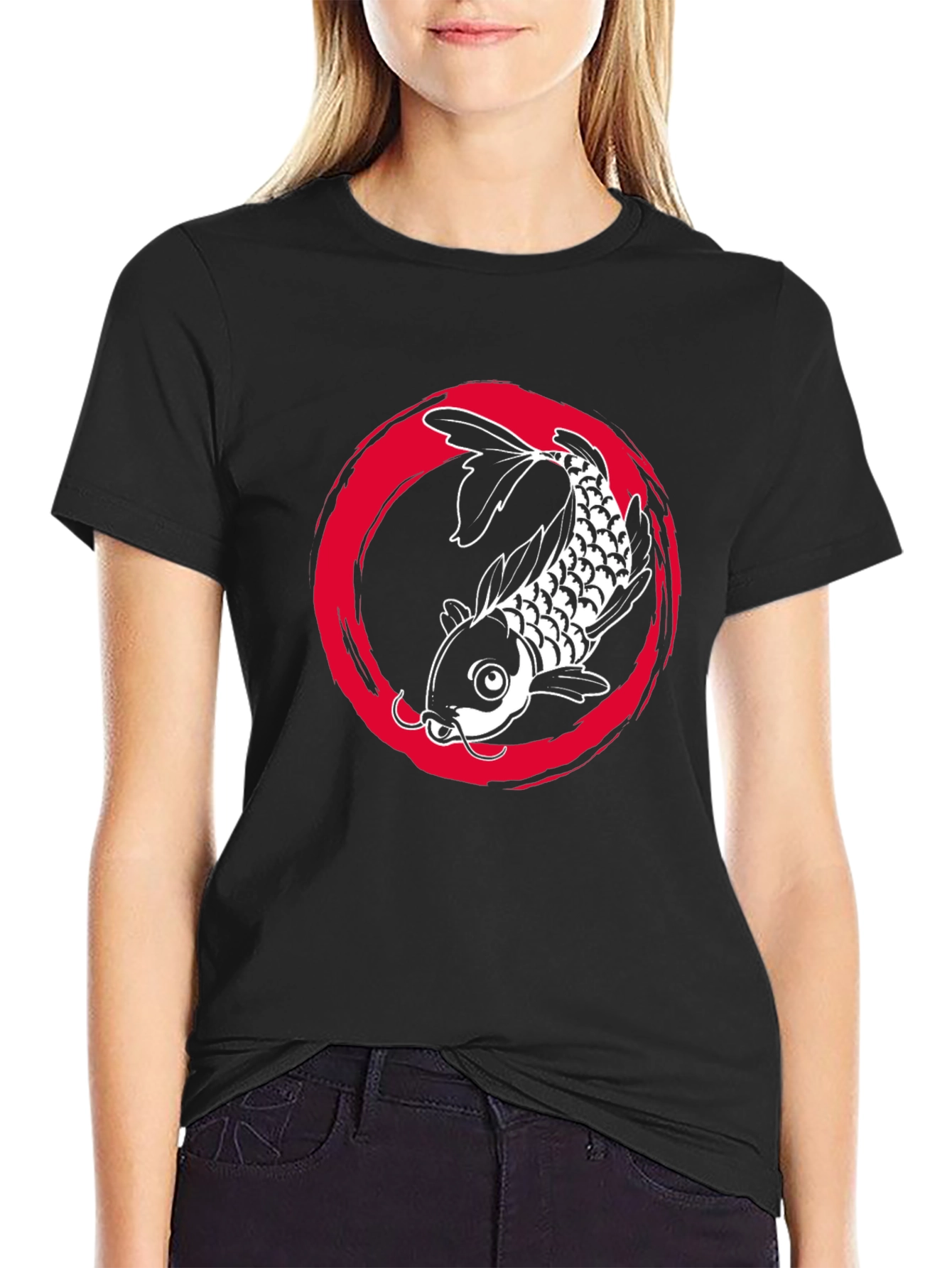 Koi Fish Graphic Tee - Zen Circle Design