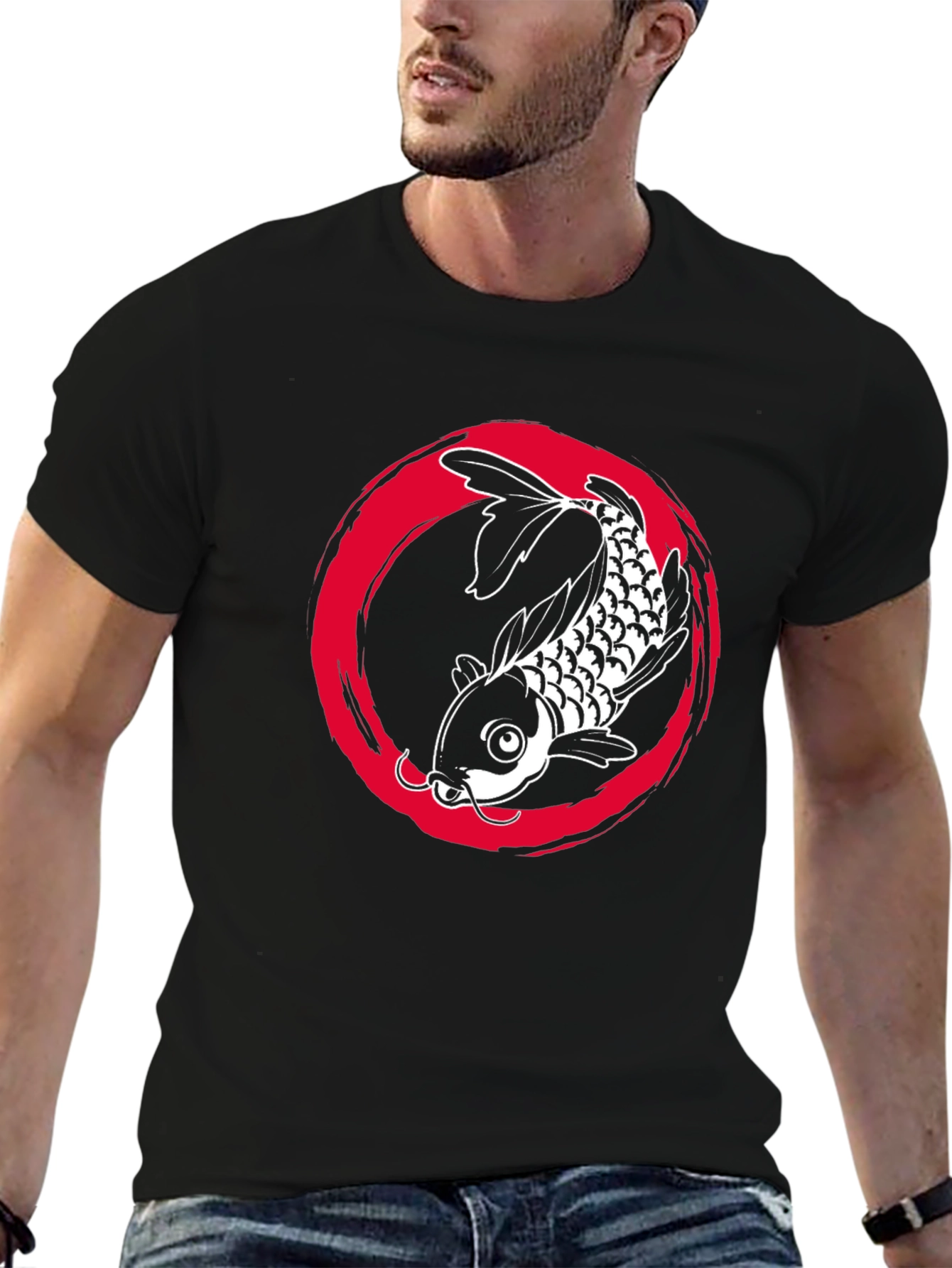Koi Fish Graphic Tee - Zen Circle Design