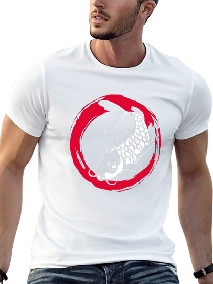 Koi Fish Graphic Tee - Zen Circle Design