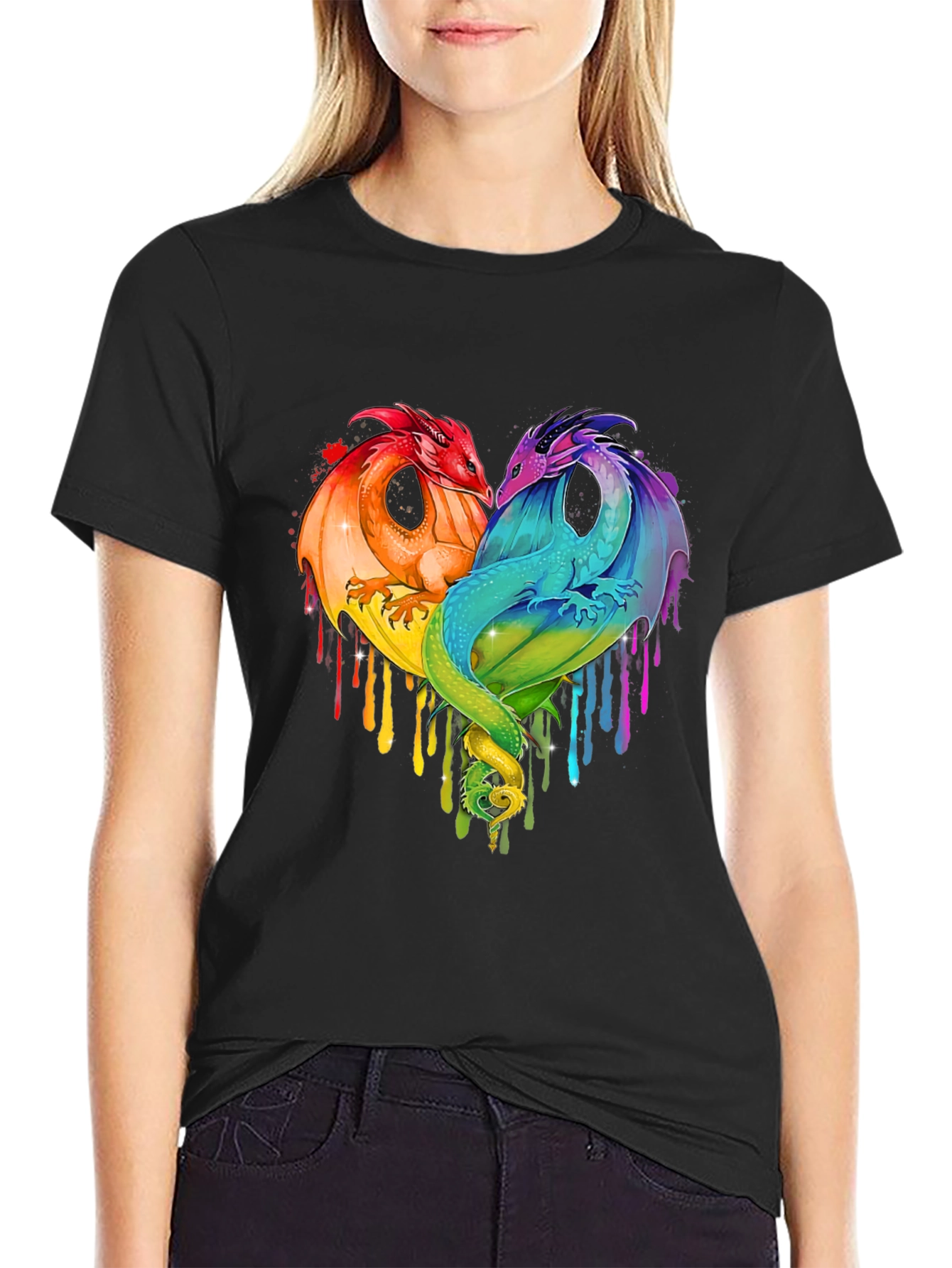 Rainbow Dragon Heart Graphic Tee