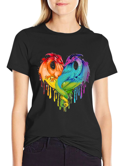 Rainbow Dragon Heart Graphic Tee