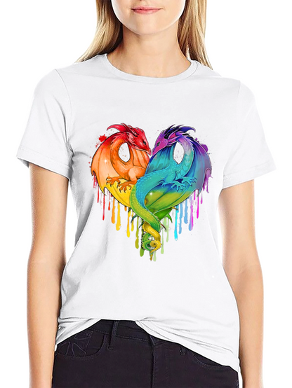 Rainbow Dragon Heart Graphic Tee