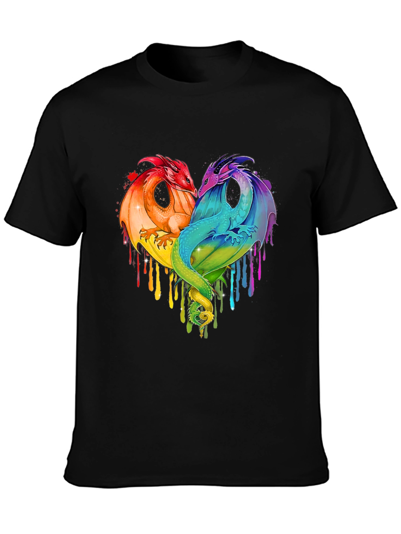 Rainbow Dragon Heart Graphic Tee