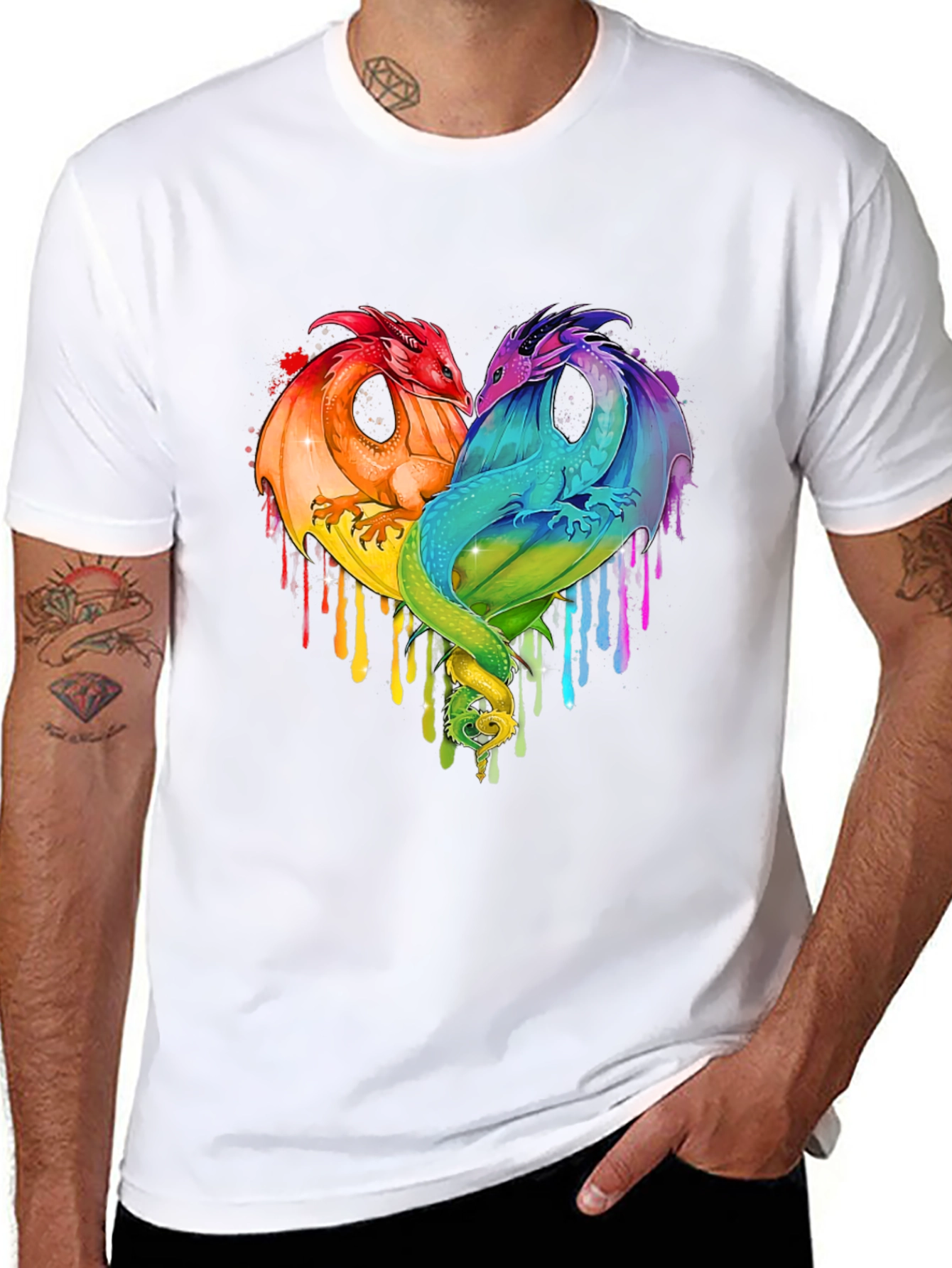 Rainbow Dragon Heart Graphic Tee