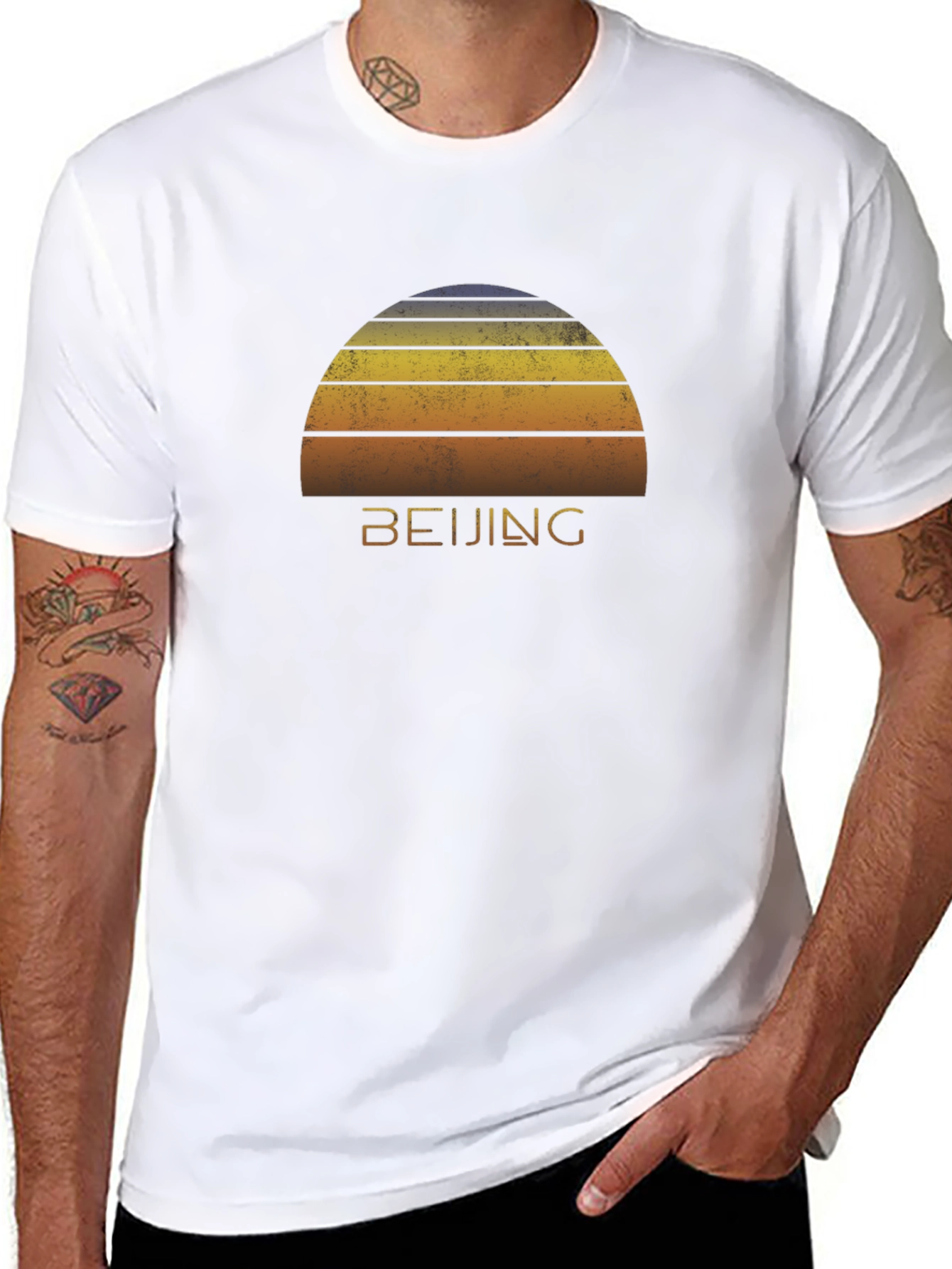 Beijing Sunset Graphic Tee - Retro Style