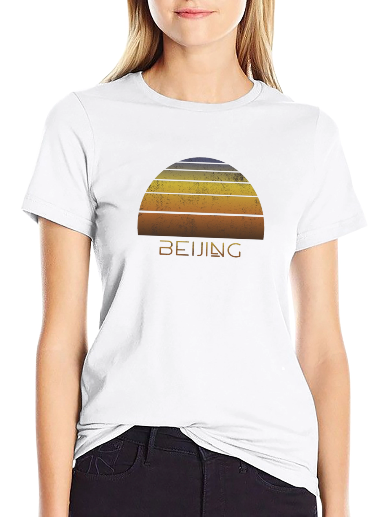 Beijing Sunset Graphic Tee - Retro Style