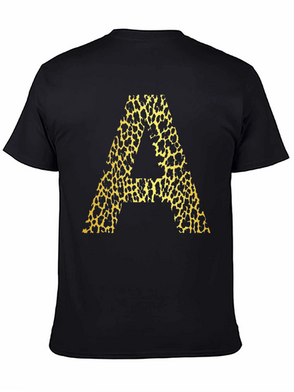 Leopard Print A Graphic Tee - Mens Black T-Shirt