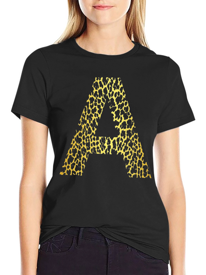 Leopard Print A Graphic Tee - Mens Black T-Shirt