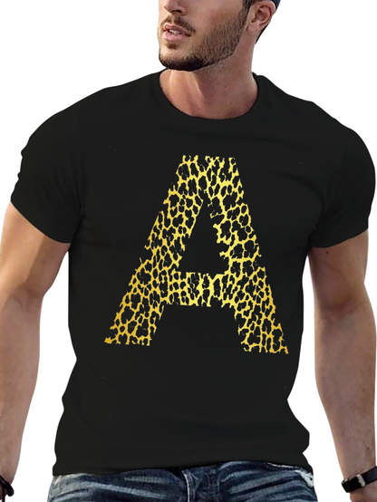 Leopard Print A Graphic Tee - Mens Black T-Shirt