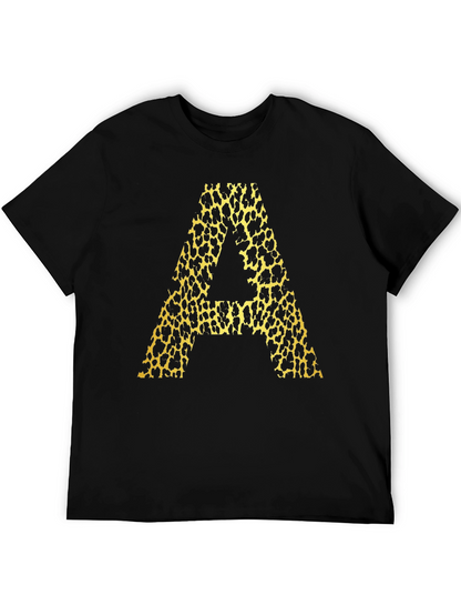 Leopard Print A Graphic Tee - Mens Black T-Shirt
