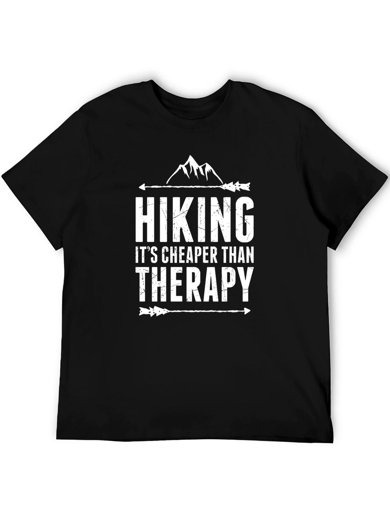 Hiking Cheaper Than Therapy Black T-Shirt