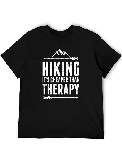 Hiking Cheaper Than Therapy Black T-Shirt