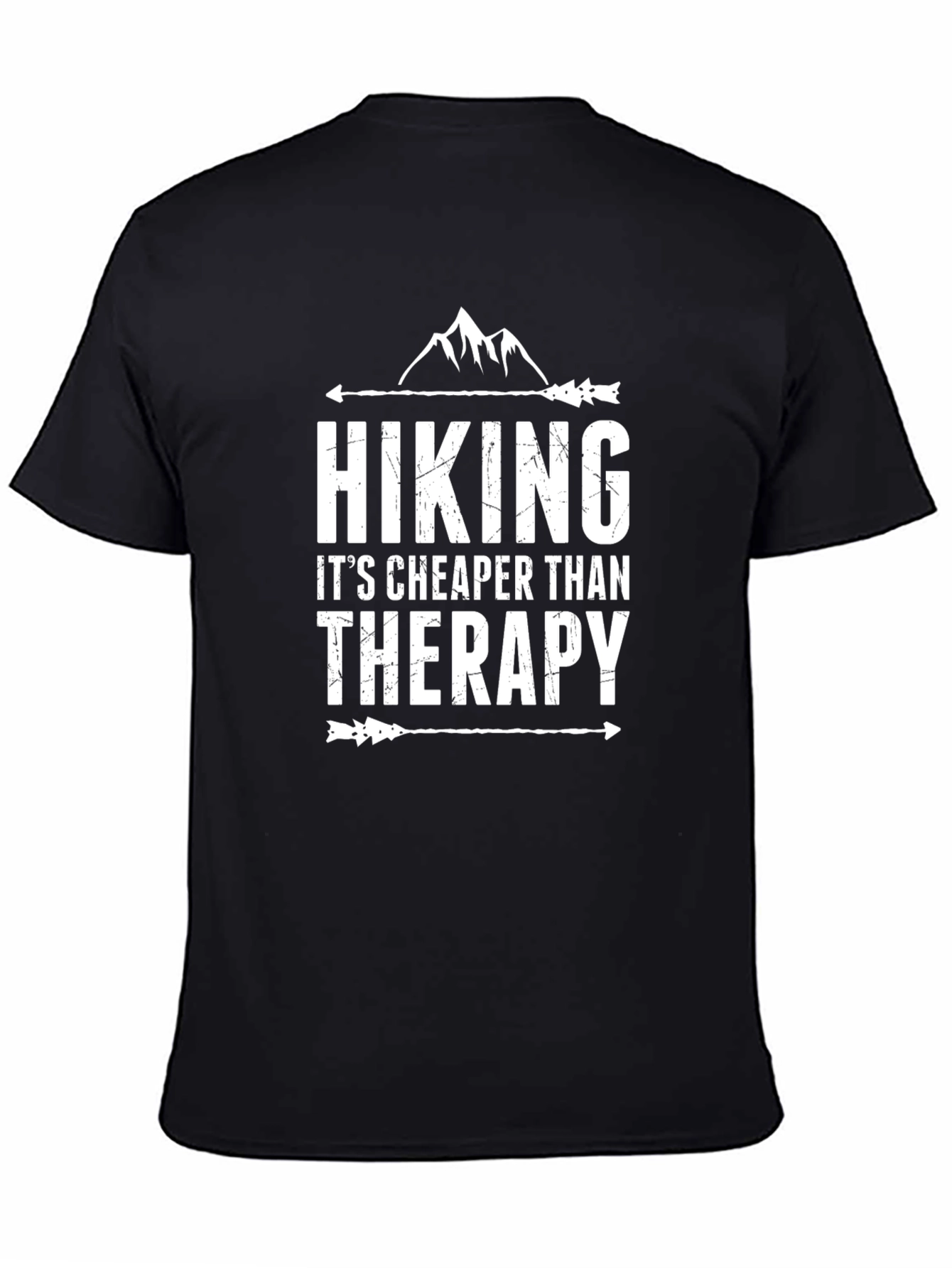 Hiking Cheaper Than Therapy Black T-Shirt