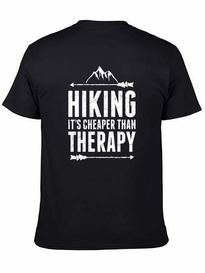 Hiking Cheaper Than Therapy Black T-Shirt