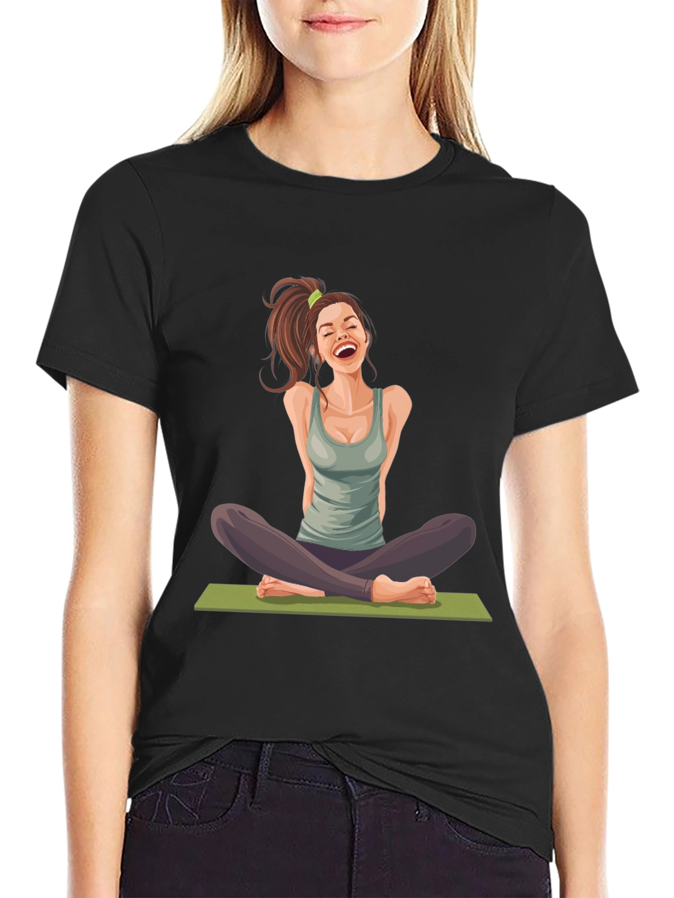 Yoga Girl Graphic Black T-Shirt