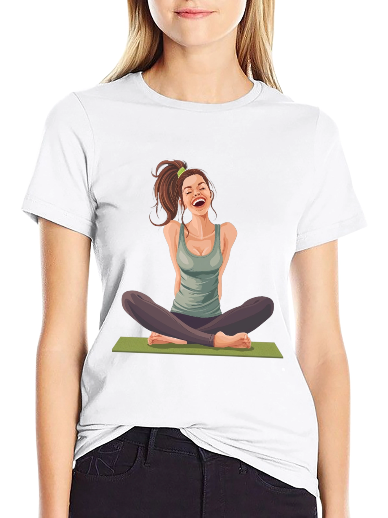 Yoga Girl Graphic Black T-Shirt