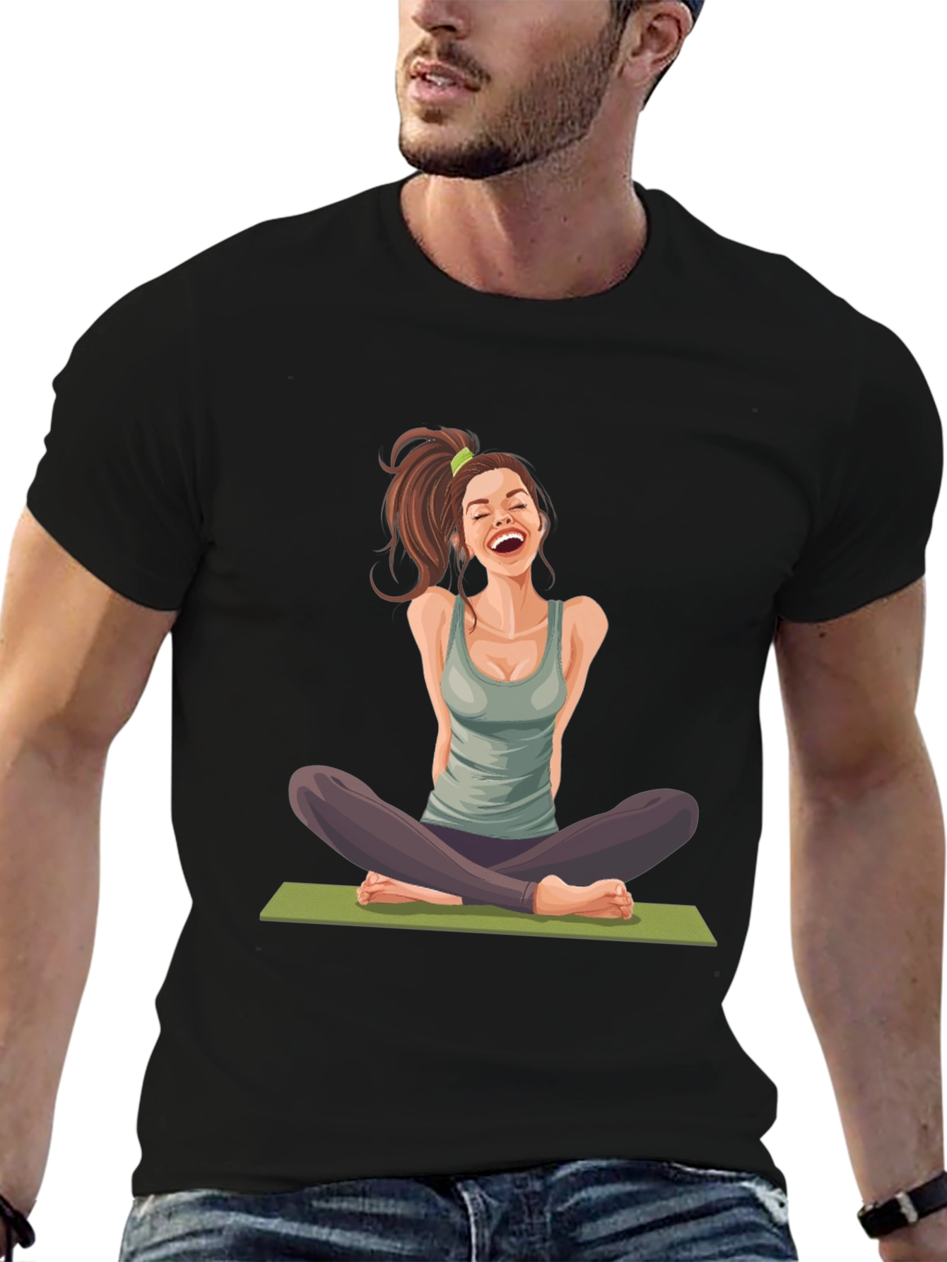 Yoga Girl Graphic Black T-Shirt