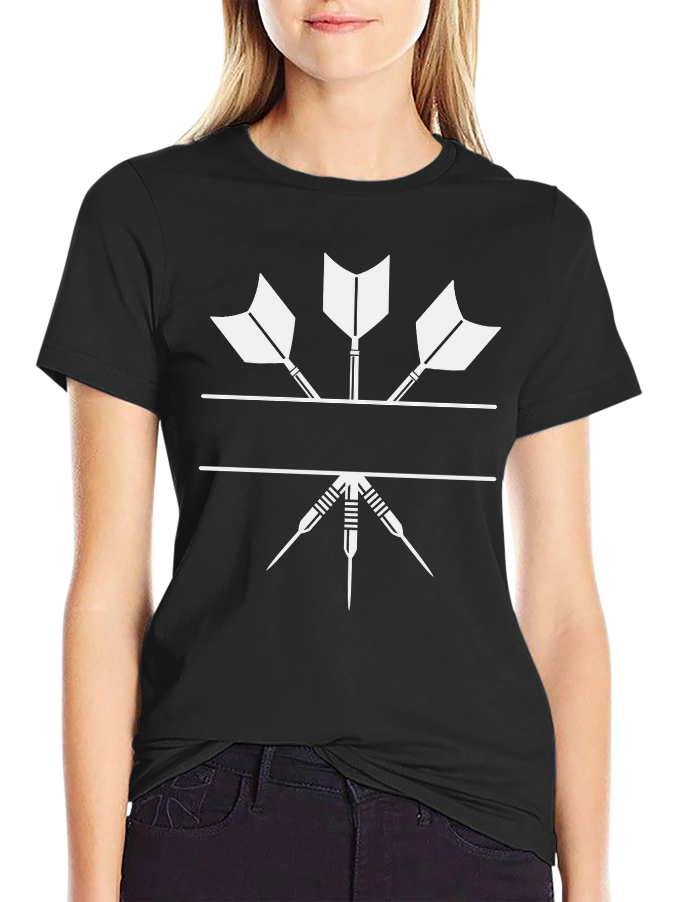 Darts Graphic Tee - Black Cotton Blend Casual Shirt