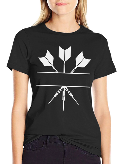 Darts Graphic Tee - Black Cotton Blend Casual Shirt