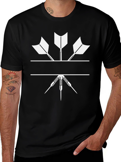 Darts Graphic Tee - Black Cotton Blend Casual Shirt