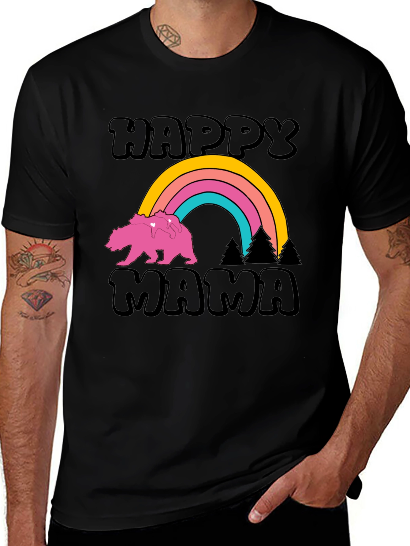Happy Mama Bear Rainbow Graphic Tee