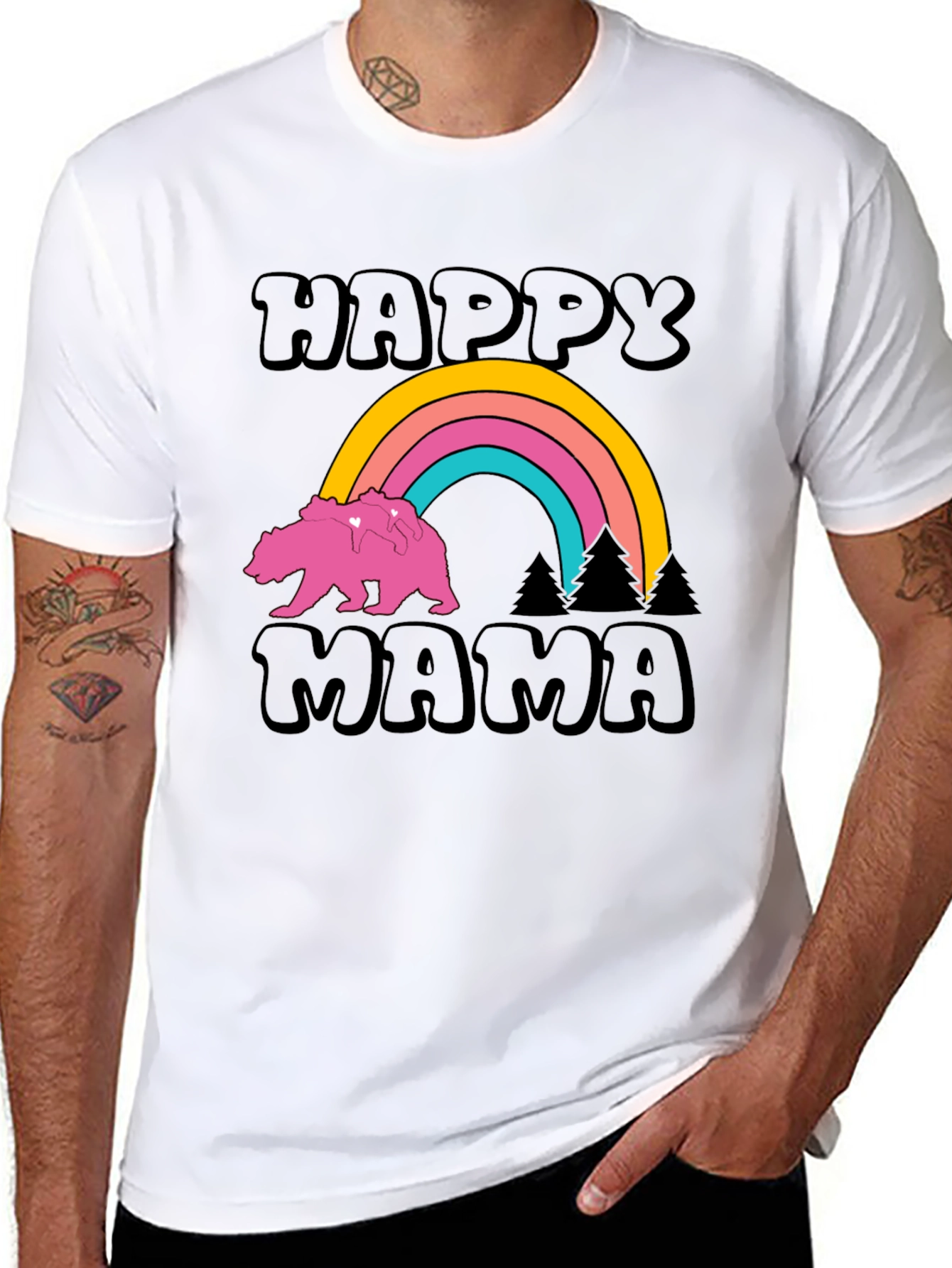 Happy Mama Bear Rainbow Graphic Tee