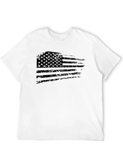 Distressed US Flag Graphic T-Shirt - Black