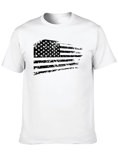 Distressed US Flag Graphic T-Shirt - Black
