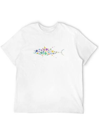 Floral Fish Graphic Black T-Shirt