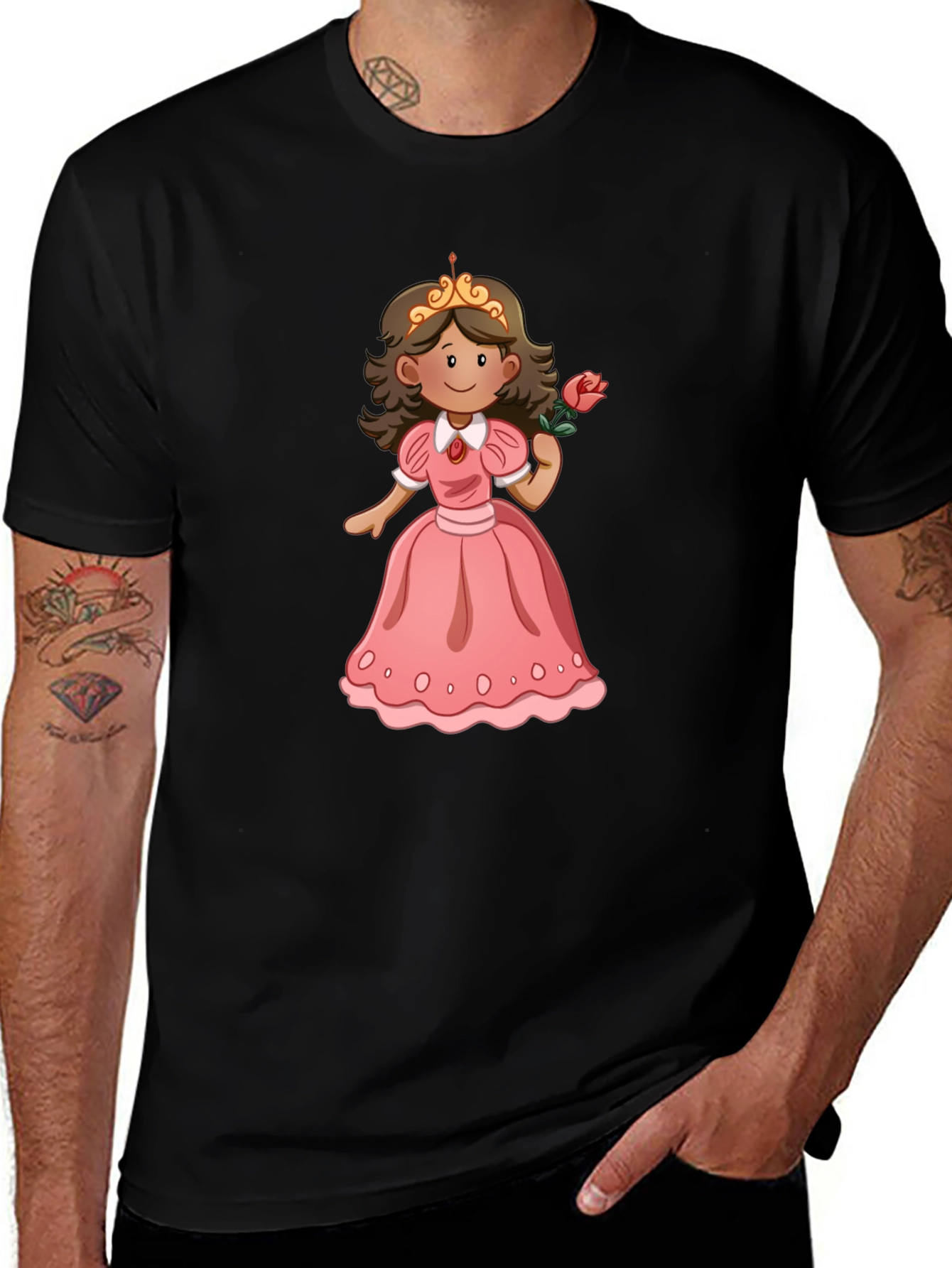 Princess Rose T-Shirt - Black Cotton Tee