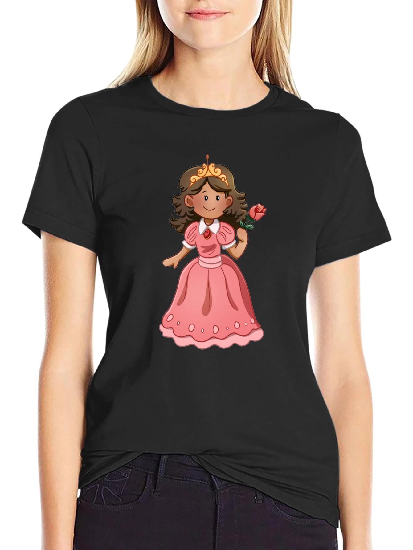 Princess Rose T-Shirt - Black Cotton Tee