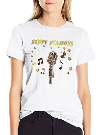 Happy Holidays Microphone Graphic Tee