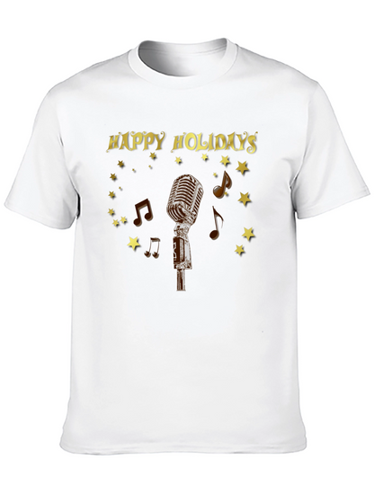 Happy Holidays Microphone Graphic Tee